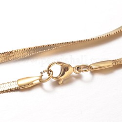 304 Edelstahl Schlangenkette Halsketten, mit Karabiner verschlüsse, golden, 17.7 Zoll (45 cm), 3~3.3x0.7 mm