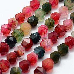 Natural Agate Beads Strands, Faceted, Round, Dyed, Mixed Color, 8x7mm, Hole: 1.5mm, about 49pcs/strand, 14.9 inch(38cm)