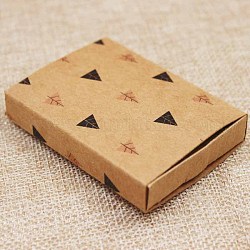 Kraft Paper Boxes and Earring Jewelry Display Cards, Packaging Boxes, with Tree Pattern, BurlyWood, Folded Box Size: 7.3x5.4x1.2cm, Display Card: 6.5x5x0.05cm