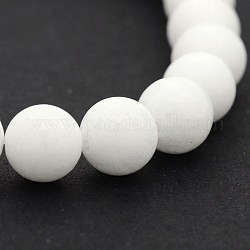 Jade blanco natural de hebras de perlas reronda, Grado A, blanco, 8mm, agujero: 1 mm, aproximamente 48 pcs / cadena, 14.9 pulgada