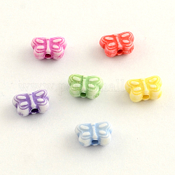 Handwerk Stil bunten Acryl-Perlen, Schmetterling, Mischfarbe, 5.5x8x4 mm, Bohrung: 2 mm