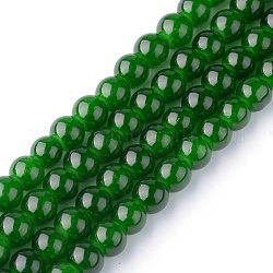 Fili di perline giada di vetro imitato, verniciatura a spruzzo, tondo, verde, 8mm, Foro: 1.3~1.6 mm, circa 100pcs/filo, 31.4 pollice