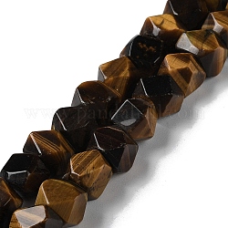 Natural Tiger Eye Star Cut Round Beads Strands, Faceted, 7~8.5x7~8.5x7~8.5mm, Hole: 1.2mm, about 25~26pcs/strand, 8.39''~8.62''(21.3~21.9cm)