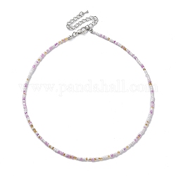 Verre collier de perles, avec des fermoirs en alliage, Prune, 16.10 pouce (40.9 cm)