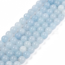 Бусины из натурального белого нефрита, окрашенные, круглые, голубой, 6.5 мм, отверстие : 0.9 мм, около 60 шт / нитка, 14.96'' (38 см)