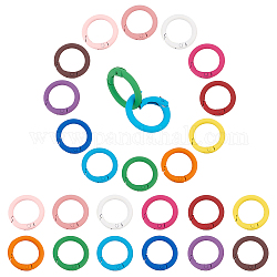 PandaHall Elite 24Pcs 12 Colors Spray Painted Alloy Spring Gate Rings, Round Ring, Mixed Color, 7 Gauge, 25x3.5mm, Inner Diameter: 17.5mm, 2pcs/color
