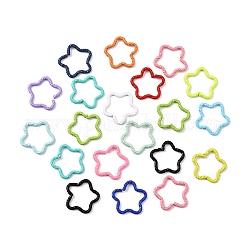 Anneau de liaison en fer, qui peut être ouvert, étoile texturée, couleur mixte, 17x17mm