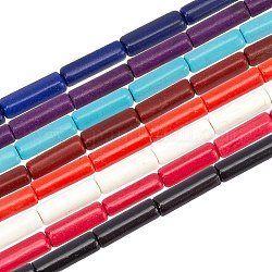 Olycraft 8 нити 8 цвета синтетические бирюзовые бусины нити, окрашенные, колонка, разноцветные, 13x4 мм, отверстие : 1 мм, около 32 шт / нитка, 16 дюйм, 1strand / цвет