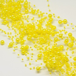 Perlenbesatz aus Acrylimitat mit Perlenbesatz, ideal für Türvorhang und Hochzeitsdekoration DIY Material, Gelb, 130 cm, Perlen: 3 mm & 8 m