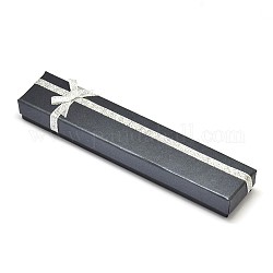 Rechteck Pappe Armband-Boxen, mit Schwamm innen und Satinband bowknots, Schwarz, 20x4.1x2.4 cm
