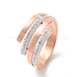 Anello da dito multiline con strass di cristallo, placcatura ionica (ip) 304 gioielli in acciaio inossidabile per donna, oro roso, misura degli stati uniti 6~9 1/4 (16.5~19.1mm)
