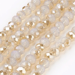 Chapelets de perles en verre électroplaqué, opalite, demi arc-en-ciel plaqué, facette, rondelle, linge, 6x4~5mm, Trou: 0.8~1mm, Environ 88~92 pcs/chapelet, 15.5 pouce ~ 16 pouces