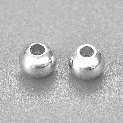 304 perline in acciaio inossidabile, tondo, argento, 3x2mm, Foro: 1.2 mm