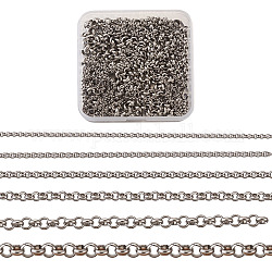 Cadena rolo de acero para collar, con cierre de langosta, color acero inoxidable, 6x2mm, 19.9 pulgada (50.5 cm), 6 hebras / caja