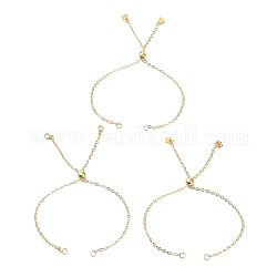 Fabrication de bracelets à maillons de chaîne de câble en laiton, breloque coeur/rond plat/étoile, convient au charme du connecteur, or, 10 pouce (25.4 cm), Trou: 3mm