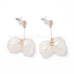 Acrylic Imitation Shell Dangle Earrings, Alloy Drop Earrings with 925 Sterling Silver Pins for Women, White, 60mm, Pin: 0.8mm
