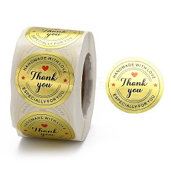 1.5 Inch Thank You sticker, Self-Adhesive Kraft Paper Gift Tag Stickers, Adhesive Labels, Flat Round, Gold; Flat Round: 38mm, 500pcs/roll