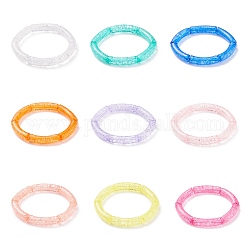 9 x 9-farbiges, bonbonfarbenes Acryl-Armband mit gebogenem Rohr, stämmige Stretch-Armbänder für Frauen, Mischfarbe, Innendurchmesser: 2-1/8 Zoll (5.3 cm), 1 Stück / Farbe