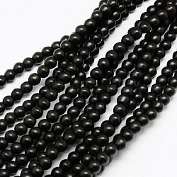 1 Strang schwarz gefärbt Rund synthetischen Türkis Perlen Stränge, 6 mm, Bohrung: 1 mm, ca. 67 Stk. / Strang, 15.75 Zoll