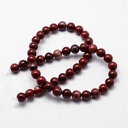Chapelets de perles en jaspe rouge naturel, ronde, 8mm, Trou: 1mm, Environ 48 pcs/chapelet, 15.5 pouce