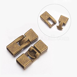 Alloy Snap Lock Clasps, Ideal for Bracelets or Anklets, Antique Bronze, 35x13x7mm, Hole: 4x11mm