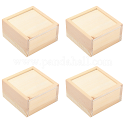 Gorgecraft, 4 шт., деревянная незавершенная коробка для хранения с выдвижной крышкой, коробка из натурального дерева для поделок, шкатулка для украшений и домашнего хранения (3.54
