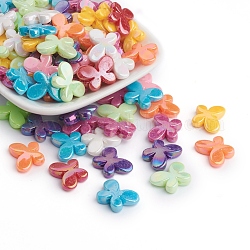 Perles en acrylique plaquées de couleur AB, papillon, couleur mixte, 13x17.5x4.5mm, Trou: 1.5mm, environ 820 pcs/500 g
