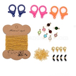 DIY Halsband Lanyard Kits, 304 Edelstahl-Verbindungsstecker enthalten, Messingkabelketten, Brillenhalter aus Gummi, Hummerkrallenverschlüsse aus Kunststoff und Zinklegierung, golden