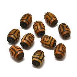 Abalorios de Dzi de estilo tibetano, Abalorios de ágata natural, oval, 15.5~17x12~13mm, agujero: 1.6 mm