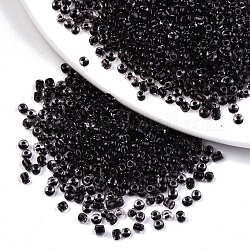 8/0 Glass Seed Beads, Transparent Inside Colours, Round Hole, Round, Black, 8/0, 3~4x2~3mm, Hole: 0.8mm, about 15000pcs/bag