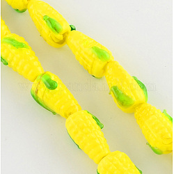 Perles vernissées manuelles, maïs, jaune, 17x11x9mm, Trou: 2mm