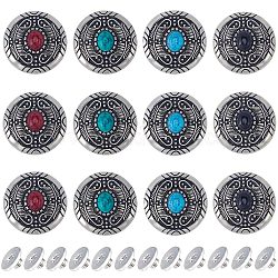 GORGECRAFT 1 Box 12PCS Screw Back Buttons 4 Colors 30mm Turquoise Concho Buttons Cat Eye Engraved Metal Buttons Replacement Vintage Alloy Buckle for DIY Leather Craft Bag Fabrics Sewing Decoration