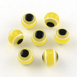 Rotonde perle di resina dell'occhio diabolico, giallo, 11.5~12x11mm, Foro: 2.5 mm