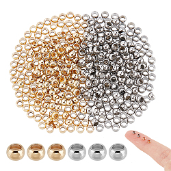 UNICRAFTALE About 400pcs 2 Colors 304 Stainless Steel Spacer Beads Smooth Loose Rondelle Beads Stopper Beads Metal Crimp Bead for Necklace Bracelet Earring Making