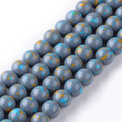 Chapelets de perles en verre de style mat, ronde, gris ardoise, 8mm, Trou: 1mm, Environ 100 pcs/chapelet, 31.4 pouce