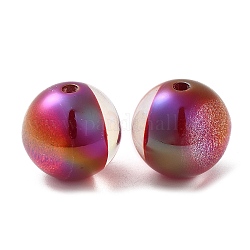 Perles de résine bicolores, ronde, rouge foncé, 16x15.5mm, Trou: 2.5mm