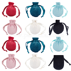 Nbeads 12pcs 6 couleurs velours bijoux pochettes sacs, sac-cadeau, couleur mixte, 10 cm, 2 pcs / couleur