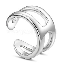 SHEGRACE Rhodium Plated 925 Sterling Silver Cuff Rings, Open Rings, Platinum, US Size 6(16.5mm)