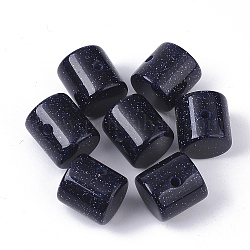 Perline di resina, con polvere di scintillio, colonna, blu di Prussia, 14x13.5mm, Foro: 2 mm