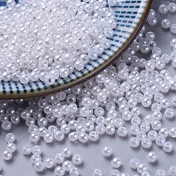 Perline acrilico perla imitato, tondo, bianco, 3mm, Foro: 1 mm, circa 3450pcs/50g