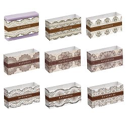 Étiquette de papier de savon, emballages de savon, rectangle, pour emballage de savon, motif de dentelle, 50x210mm, 9 style, 10 pièces / style, 90 pièces / kit