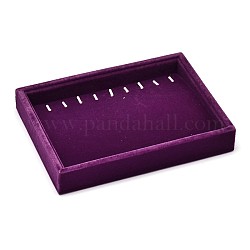 Bois parallélépipédiques bijoux bracelet affiche, recouvert de velours, violet, 20x15x3.1 cm