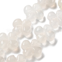 Chapelets de perles en agate blanche naturelle, Flower 4 pétales, 14x14x5.5mm, Trou: 1.2mm, Environ 15 pcs/chapelet, 7.87'' (20 cm)