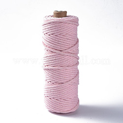Cotton String Threads, Macrame Cord, Decorative String Threads, for DIY Crafts, Gift Wrapping and Jewelry Making, Pink, 3mm, about 54.68 yards(50m)/roll