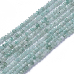 Chapelets de perles en amazonite naturelle, facette, ronde, 2~3x2~2.5mm, Trou: 0.2mm, Environ 181~210 pcs/chapelet, 15.9~16.3 pouce (40.4~41.5 cm)