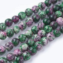 Chapelets de perles en pierre gemme naturelle, teinte, imitation rubis zoisite, ronde, colorées, 8mm, Trou: 1mm, Environ 49 pcs/chapelet, 15.7 pouce