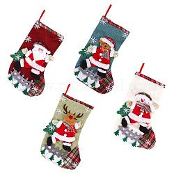 4枚布クリスマスソックスセット  クリスマスツリーの小さなペンダント  家族のホリデーシーズンの装飾用  混合図形  ミックスカラー  310x190mm