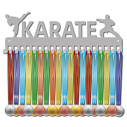 Creatcabin Karate-Medaillenhalter aus Metall, Sportmedaillen-Display, Kleiderbügel, Taekwondo-Sportler, Gewinner, Auszeichnungen, Wandhalterung, Dekorrahmen, Gehäuse mit 20 Haken, Geschenke für Gymnastik, Läufer, Laufen