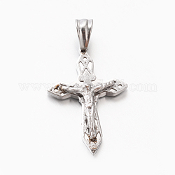 Easter Theme Womens Men's 201 Stainless Steel Crucifix Cross Pendants, Stainless Steel Color, 32x22x6mm, Hole: 4.5x6mm