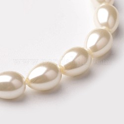 Lacrima di perle di vetro eco-friendly, fili di perline, grano, 9x7mm, Foro: 1 mm, circa 44pcs/filo, 16.1 pollice